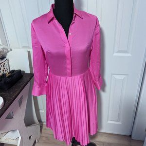 Pink Banana Republic Shirt Dress with Pleated Skirt Detail